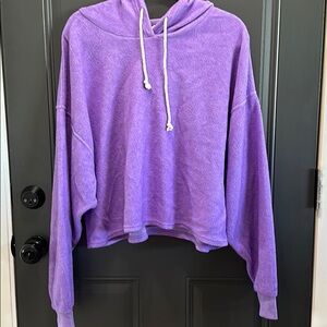 Double zero purple fleece hoodie crop top Large